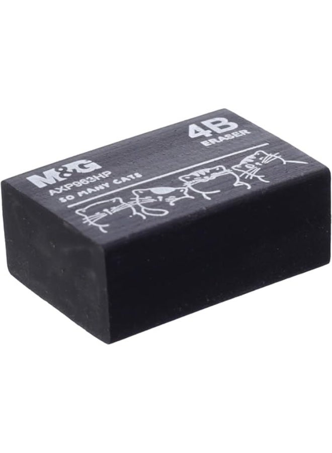 M&G 4B Eraser, So Many Cats Edition, Non-Smudge, Black - Image 1