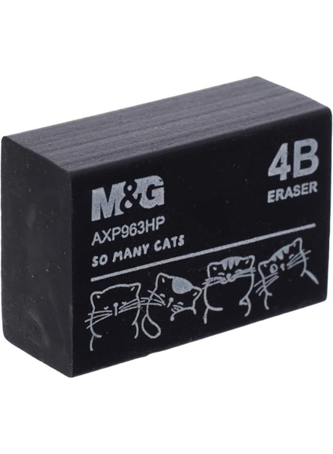 M&G 4B Eraser, So Many Cats Edition, Non-Smudge, Black - Image 3