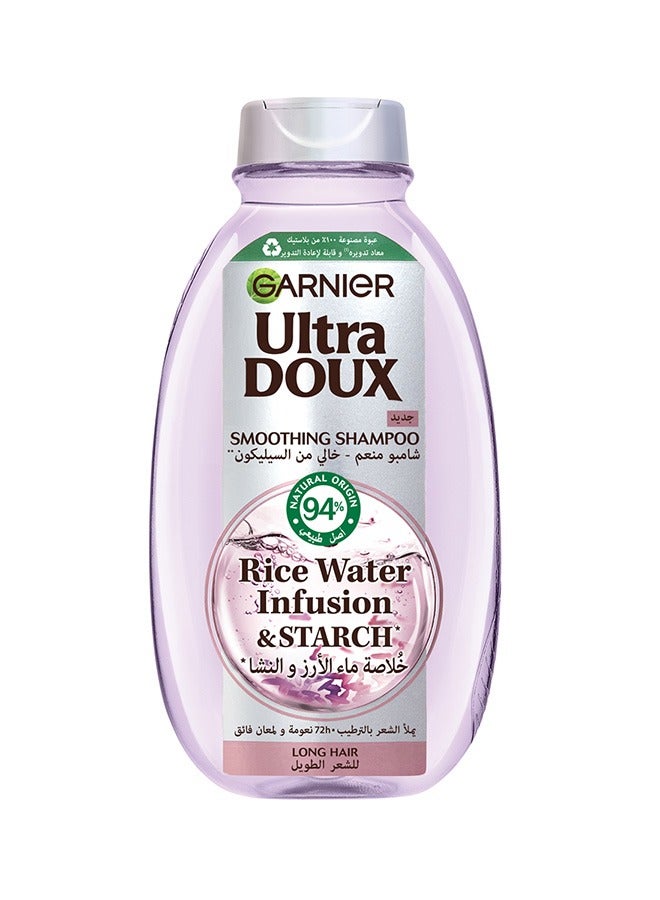 Garnier Ultra Doux Rice Water and Starch Infusion Shampoo, 400 ml + Shampoo 400 ml for Smooth and Shiny hair  - Image 2
