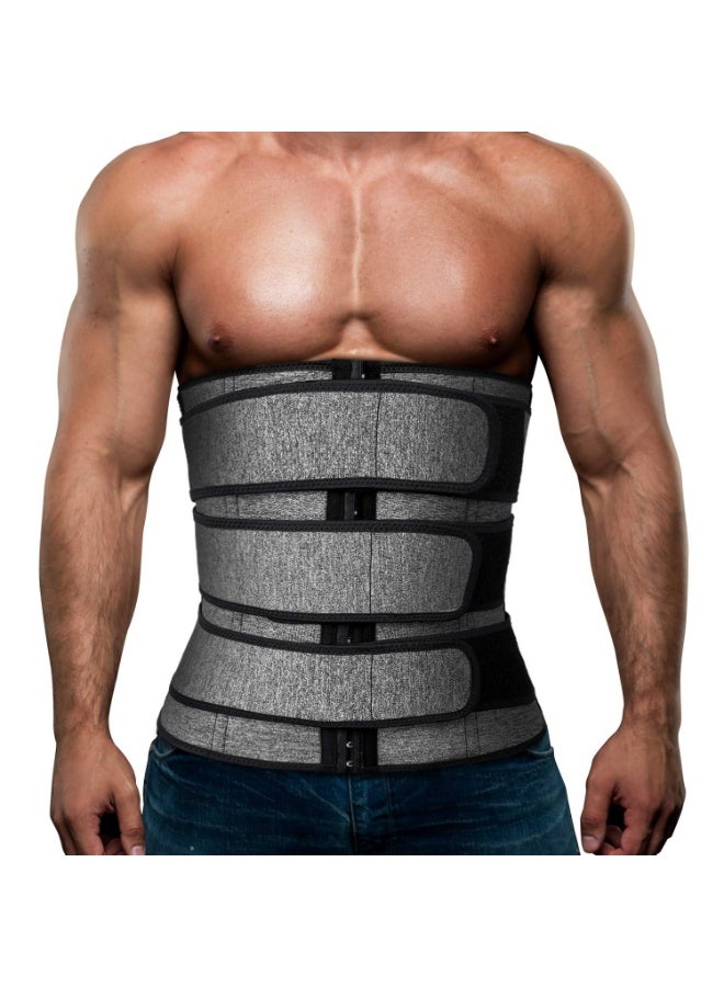 Arabest Men's Rubber Sweat Waist Belt, Three-Row Hook Fitness Sauna Shaping Waist Cincher, Tummy Weight Loss Trimmer Belt (Gray, XL Size) - Image 1