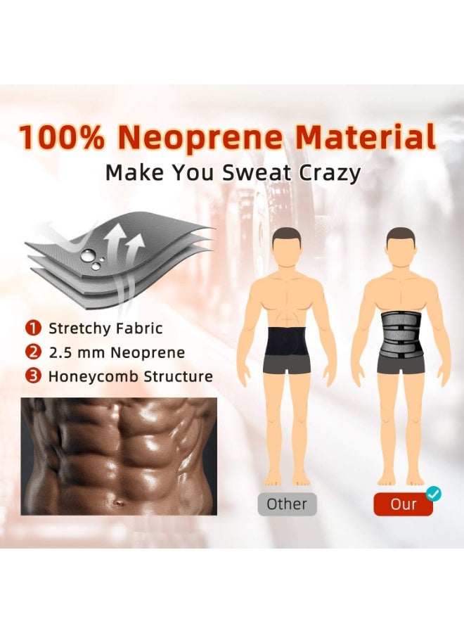 Arabest Men's Rubber Sweat Waist Belt, Three-Row Hook Fitness Sauna Shaping Waist Cincher, Tummy Weight Loss Trimmer Belt (Gray, XL Size) - Image 5