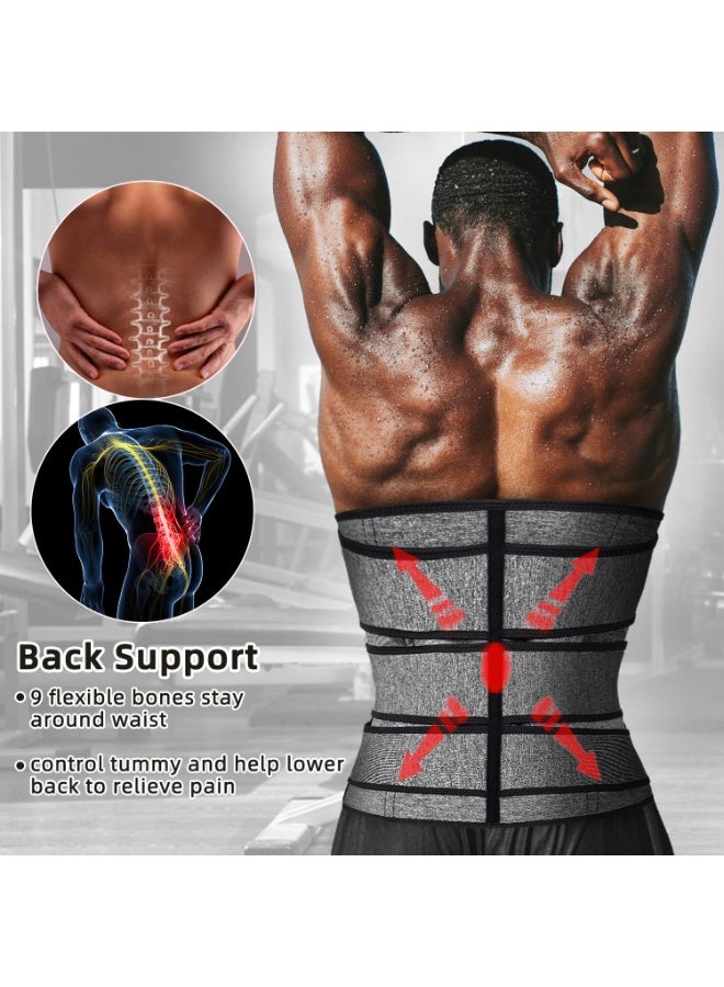 Arabest Men's Rubber Sweat Waist Belt, Three-Row Hook Fitness Sauna Shaping Waist Cincher, Tummy Weight Loss Trimmer Belt (Gray, XL Size) - Image 4
