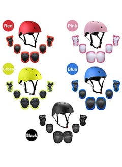 Captaintech Kids Helmet And Pads Set - 7 In 1 - Adjustable Kids Knee Pads Elbow Pads Wrist Guards For Scooter Skateboard Roller Skating Cycling-Red  - Image 5