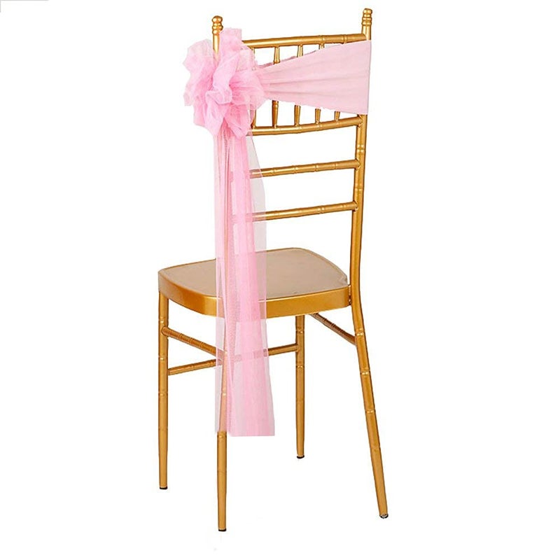 آي إيفنت ستار 10 قطع من أقمشة الكراسي القابلة للتمدد جاهزة للاستخدام مع أقواس لتزيين حفلات الزفاف على الشاطئ باللون الوردي