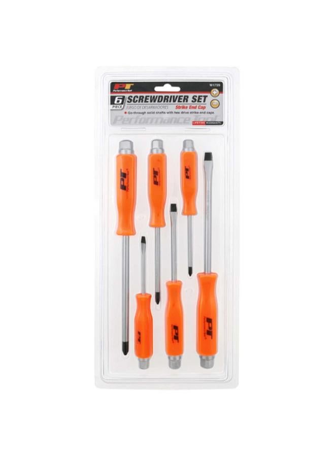 Performance Tool 6-Piece Strike End Cap Screwdriver Set Orange and Silver W1729 - Image 2