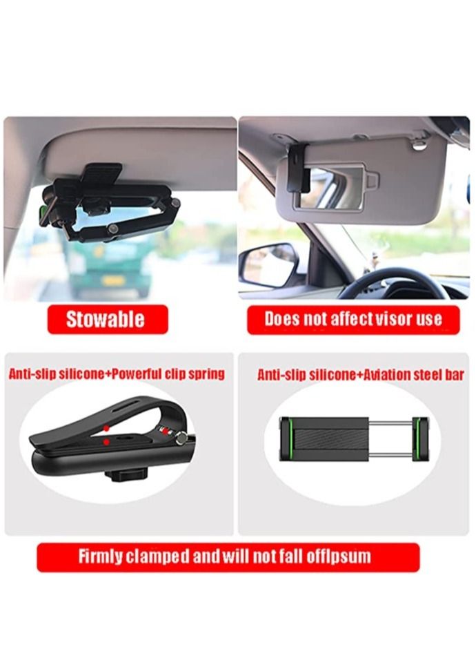 ELTRAZONE Sun Visor Car Cell Phone Holder, HiYi Universal 360 Rotating Car Mount Support Clip Bracket，Multifunctional Clip Car Phone Mount Compatible for All Smartphones GPS (GrEy) - Image 4
