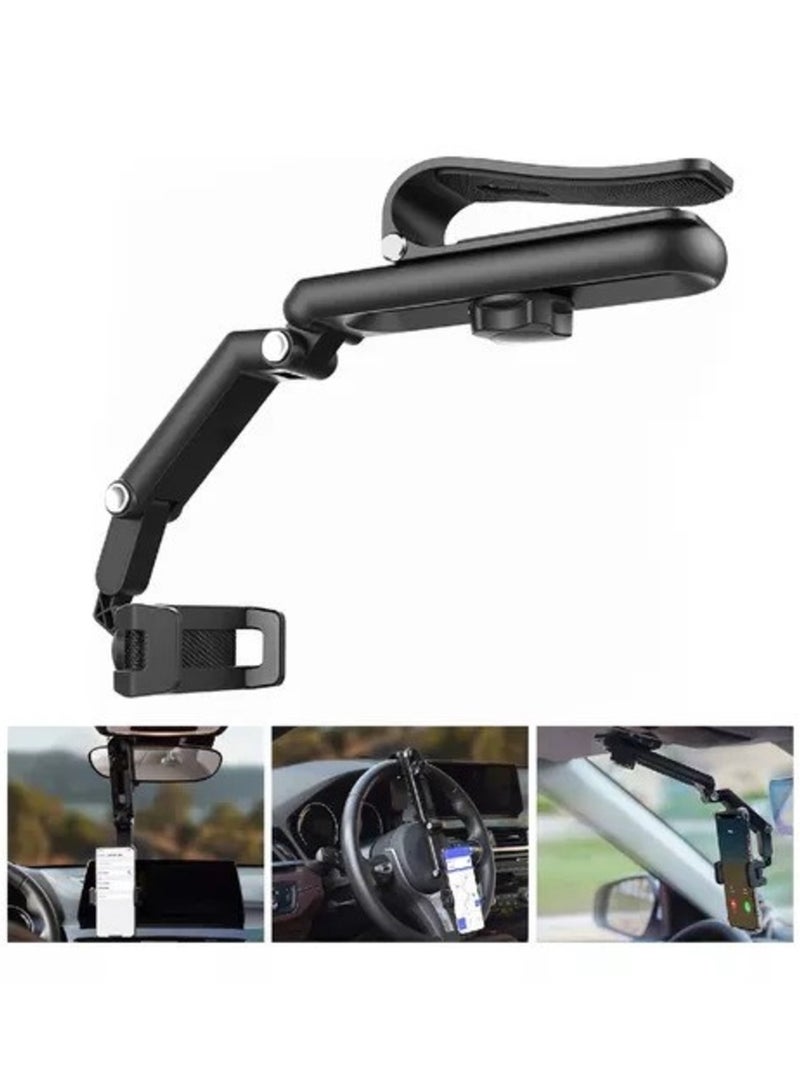 ELTRAZONE Sun Visor Car Cell Phone Holder, HiYi Universal 360 Rotating Car Mount Support Clip Bracket，Multifunctional Clip Car Phone Mount Compatible for All Smartphones GPS (GrEy) - Image 1