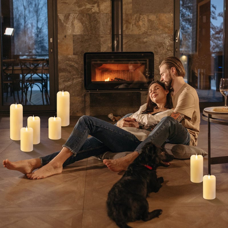 TECHLONG Flickering Flameless Candles with 3D Moving Flame, Last 1000+ Hours Battery Operated Candles with Timer, Ivory Real Wax Pillar Electric LED Candle for Wedding Christmas Party/3" x 5" - Image 3