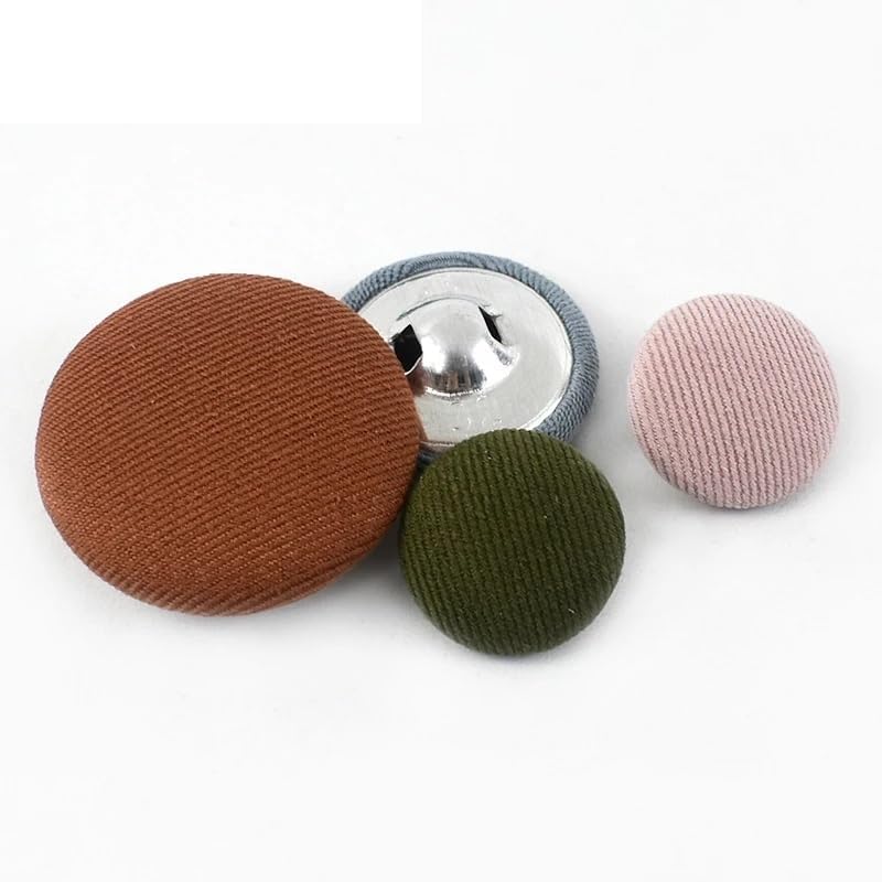 20Pcs Sewing Buttons 11-30mm Alloy Cloth Covered Round Button for Clothing Coat Decorative Snap Button Shirt Buckle Sewing Accessories(Khaki,30mm) - Image 5