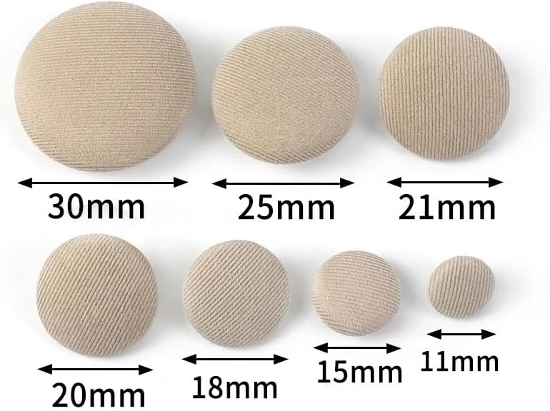 20Pcs Sewing Buttons 11-30mm Alloy Cloth Covered Round Button for Clothing Coat Decorative Snap Button Shirt Buckle Sewing Accessories(Khaki,30mm) - Image 4