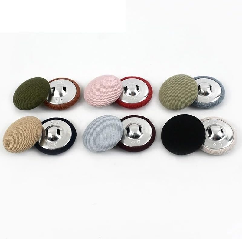 20Pcs Sewing Buttons 11-30mm Alloy Cloth Covered Round Button for Clothing Coat Decorative Snap Button Shirt Buckle Sewing Accessories(Khaki,30mm) - Image 3