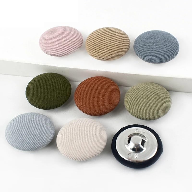 20Pcs Sewing Buttons 11-30mm Alloy Cloth Covered Round Button for Clothing Coat Decorative Snap Button Shirt Buckle Sewing Accessories(Khaki,30mm) - Image 2