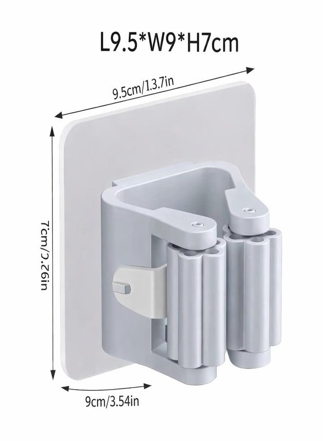 DecorTwist Broom Holder Wall Mount (Pack of 2) | Mop Holder with Hooks Heavy Duty | Self Adhesive No Drill Broom Stand for Kitchen Bathroom | Wall Organizer for Cleaning Tools (Style 1) - Image 2