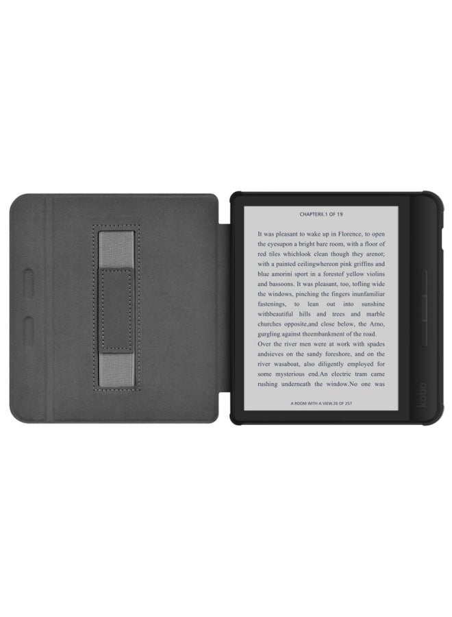مناسبة لـ 2019Kobo LibraH2O حافظة واقية محمولة مقاس 7 بوصات Tolino Vision5 حافظة واقية بنمط الكتان - اللون: أزرق سماوي - الموديل المطبق: Kobo Libra H2O - Image 5