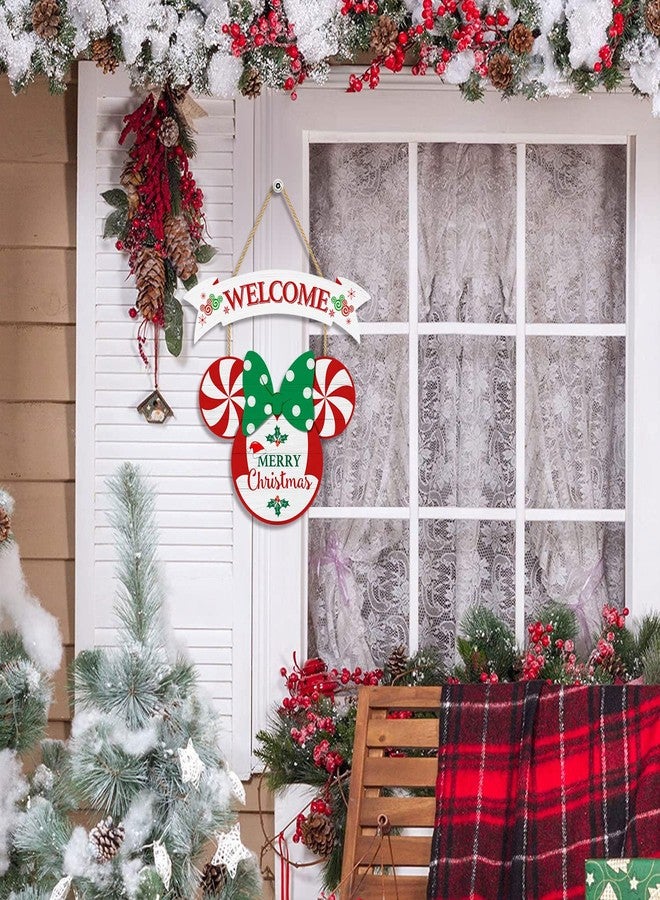 CIOEY Merry Christmas Wooden Welcome Sign, 2-Panel Hanging Decor for Home Wall, Peppermint Party Supplies - Image 4