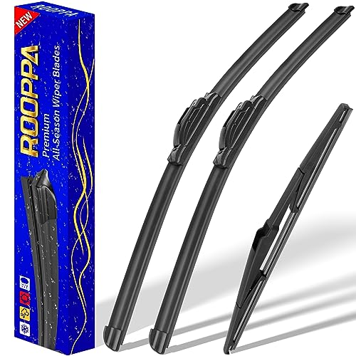 Rooppa 3 wipers Replacement for 2013-2016 Mazda CX-5/2007-2012 Hyundai Santa Fe, Windshield Wiper Blades Original Equipment Replacement - 24"/18"/14" (Set of 3) U/J HOOK - Image 1