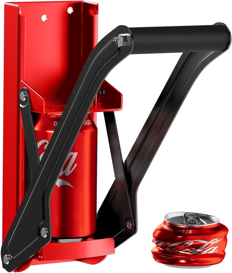 Ram-Pro Can Crushers for Recycling - 16 oz Heavy Duty Aluminum Can Crusher Wall Mounted - Soda and Beer Can Smasher for Recycling with Bottle Opener - For 12 and 16 oz Cans - Easy to Install, Red - - Image 1