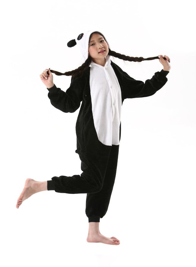 DarkCom Animal Onesie for Kids,Flannel Cosplay Panda Halloween Costume Parent-Child Sleepwear for Girls Boys 6-7 Years - Image 2