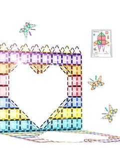24Pc Magnet Tile Building Block Set Magnetic Construction Square Triangle Tiles Toy Kit Sparking Creativity Geometric Shapes Stem Educational Learning Brain Development Kids Ages 3 Plus Pb24