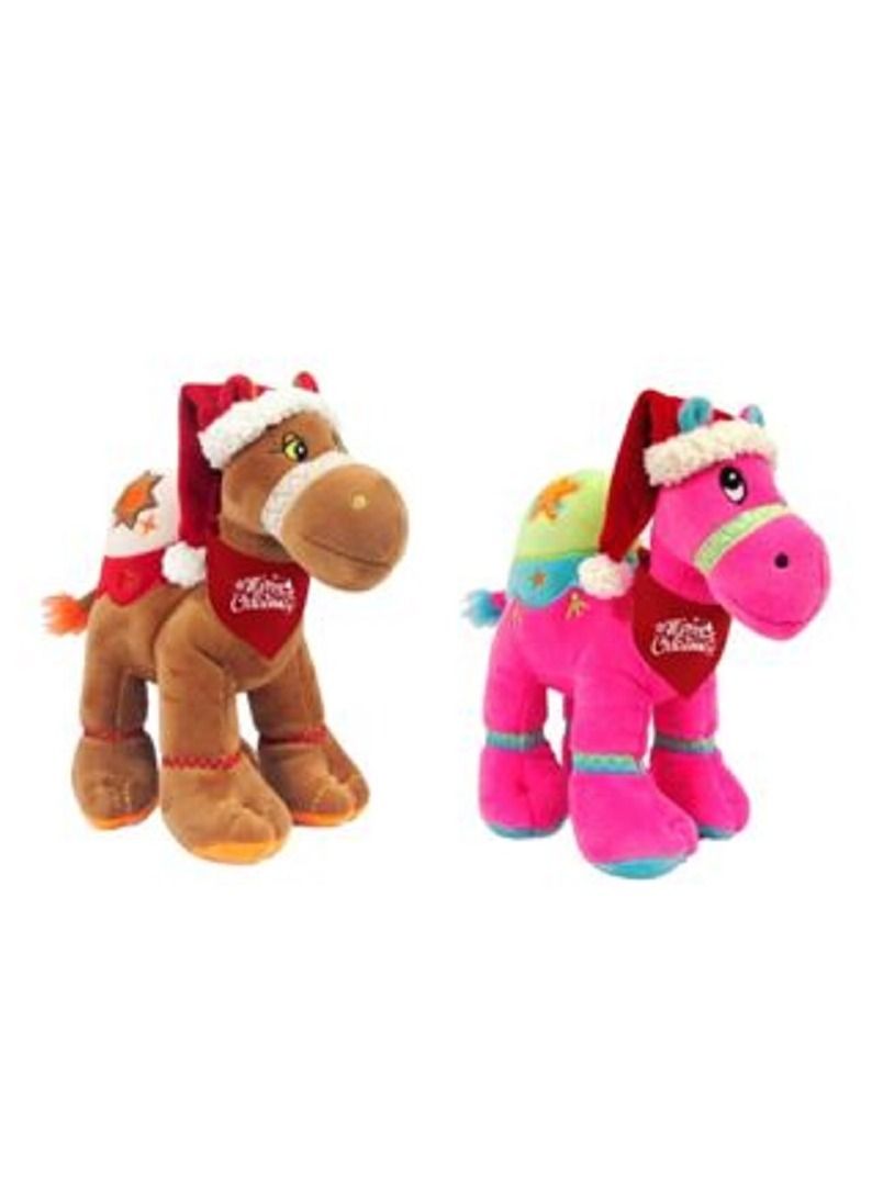 Fay Lawson Bundle item - Brown camel, Dark Pink camel with Santa hat with print on red bandana, size 18cm 