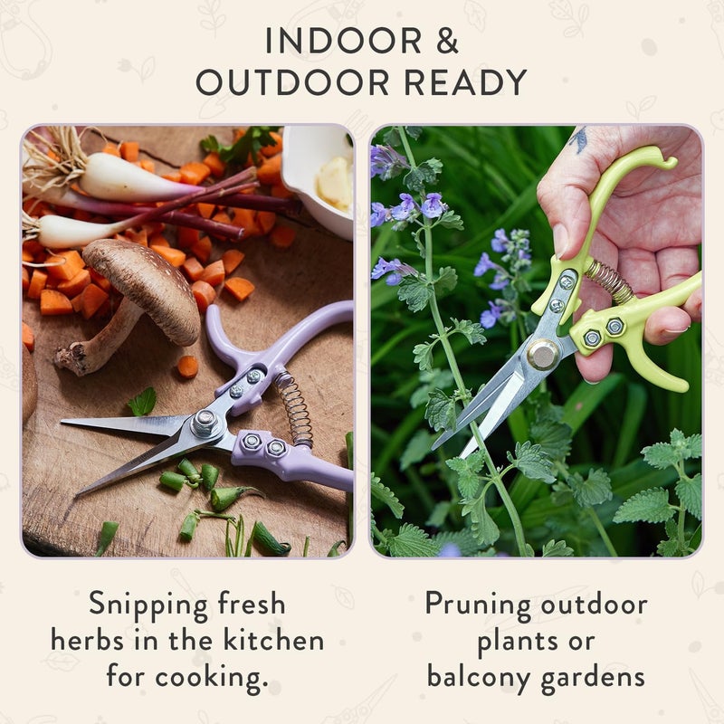 Modern Sprout Pruning Shears - Herb Snipping Scissors- Lightweight Gardening Tools W/Easy Lock - Flower Cutter Garden Shears - Carbon Steel Blade + Reusable Holster (Lavender, 1-Pack) - Image 5