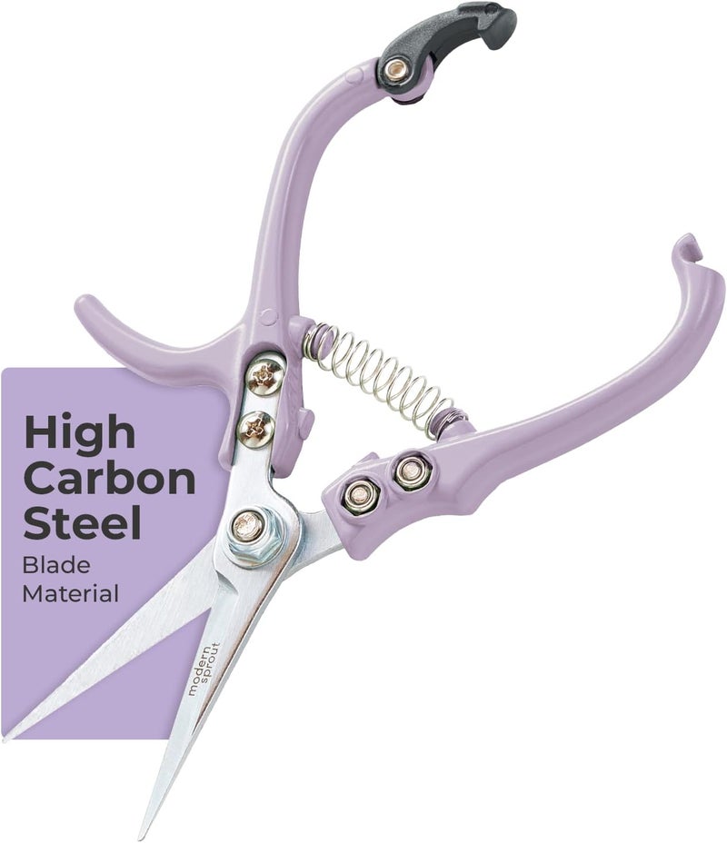Modern Sprout Pruning Shears - Herb Snipping Scissors- Lightweight Gardening Tools W/Easy Lock - Flower Cutter Garden Shears - Carbon Steel Blade + Reusable Holster (Lavender, 1-Pack) - Image 1