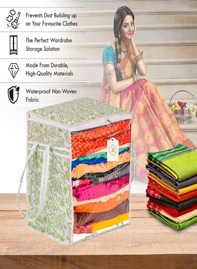 AARON INC حقيبة تخزين الساري من آرون | صندوق تنظيم ملابس فاخر | غطاء ملابس كبير بتصميم منقط | قماش متين، نافذة شفافة | عبوة من 4 قطع AWPM13043 - Image 3