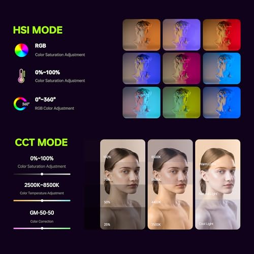 VILTROX Magnetic RGB Video Light 360 Full Color Portable LED Camera Light Panel with APP ControlCold Shoe MountsCRI 972500K8500K4000mAh26 Light Scenes for PhotographyVloggingSelfie Lighting - Image 3