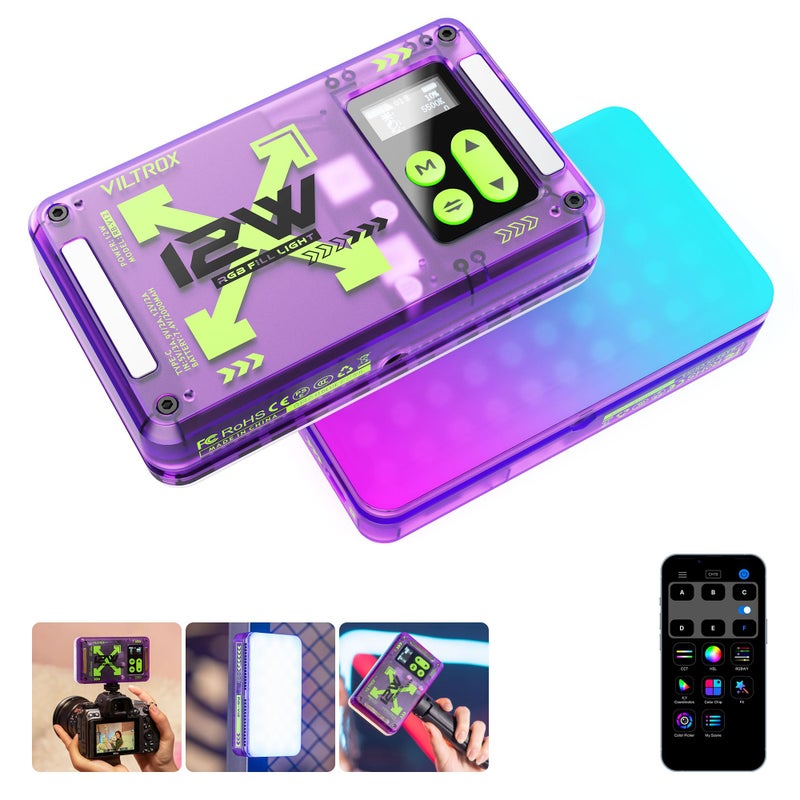 VILTROX Magnetic RGB Video Light 360 Full Color Portable LED Camera Light Panel with APP ControlCold Shoe MountsCRI 972500K8500K4000mAh26 Light Scenes for PhotographyVloggingSelfie Lighting - Image 2