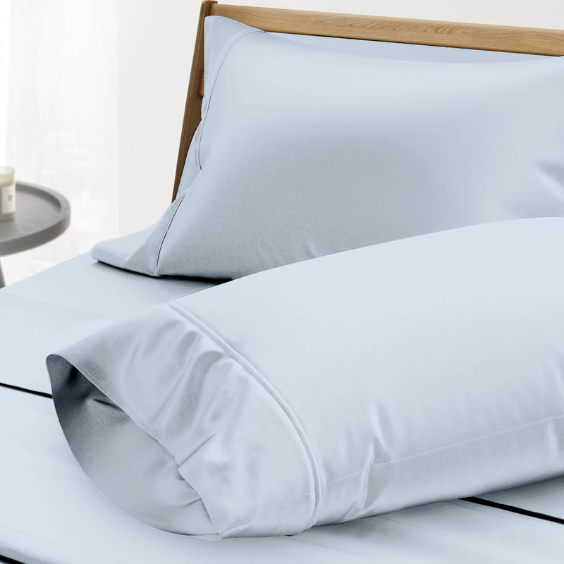 THREAD SPREAD 100% Egyptian Cotton Pillow Cases King - 1000 Thread Count Pillow Cases King Size Set of 2, Cooling & Breathable Extra Long Staple Sateen Weave Cotton Pillow Covers for Bed - Light Blue - Image 1