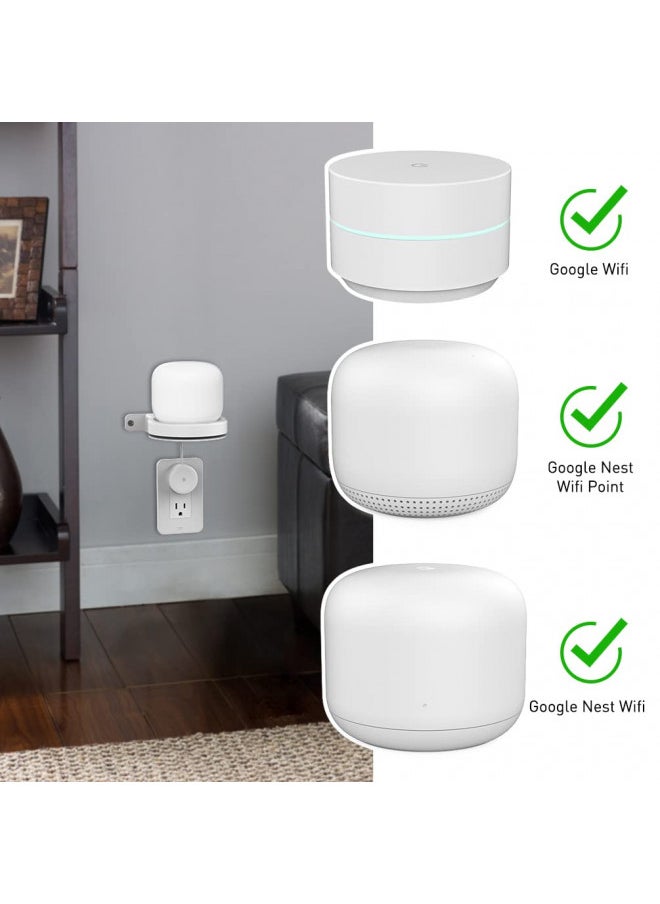 Delidigi Delidigi 3 Pack ABS Wall Mount Compatible with Nest WiFi Router- AC2200 Bracket Holder Shelf for Nest WiFi Point [Built-in Cable Management](3 Pack, White)  - Image 1