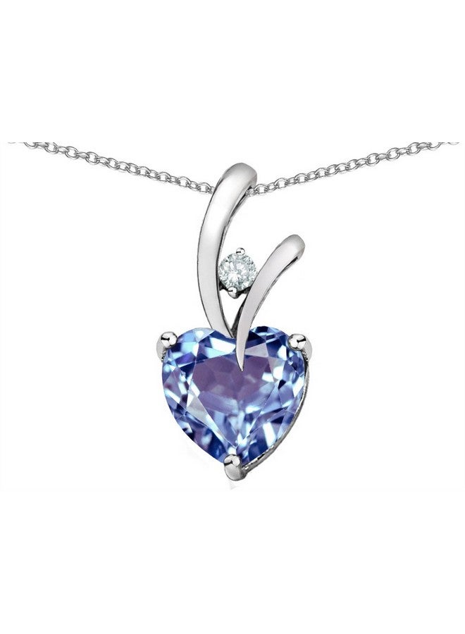 Star K Heart Shape 8Mm Simulated Aquamarine Endless Love Pendant Necklace Sterling Silver - Image 1
