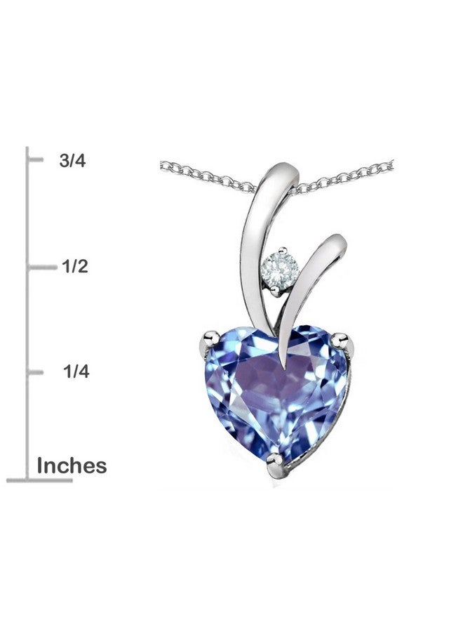 Star K Heart Shape 8Mm Simulated Aquamarine Endless Love Pendant Necklace Sterling Silver - Image 2