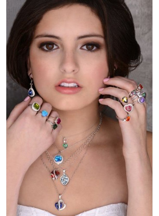 Star K Heart Shape 8Mm Simulated Aquamarine Endless Love Pendant Necklace Sterling Silver - Image 4