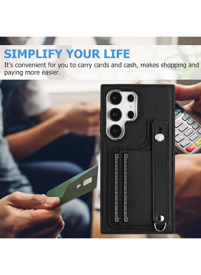 S-TOP Case For Samsung Galaxy S24 Ultra 5G Shockproof Leather Phone Case with Wrist Strap - Image 2