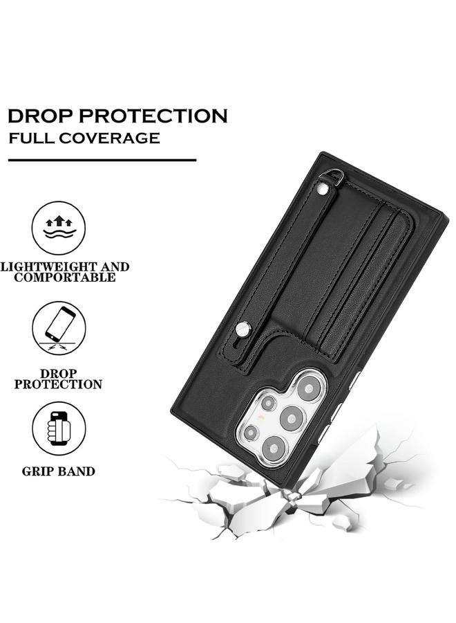 S-TOP Case For Samsung Galaxy S24 Ultra 5G Shockproof Leather Phone Case with Wrist Strap - Image 4