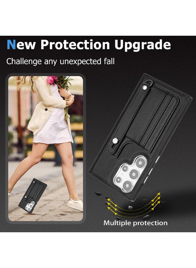 S-TOP Case For Samsung Galaxy S24 Ultra 5G Shockproof Leather Phone Case with Wrist Strap - Image 3