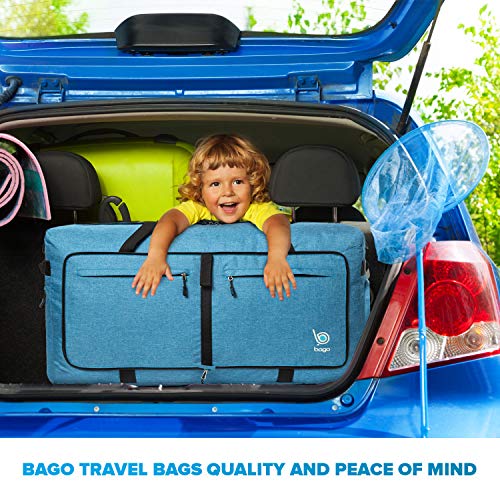 Bago Large Foldable Duffel Bags for Traveling Women & Men - 120L Packable Duffle Bag for Travel with Shoe Compartment - Water Repellant, Heavy Duty, Lightweight Folding & Collapsible (SnowBlue) - Image 2