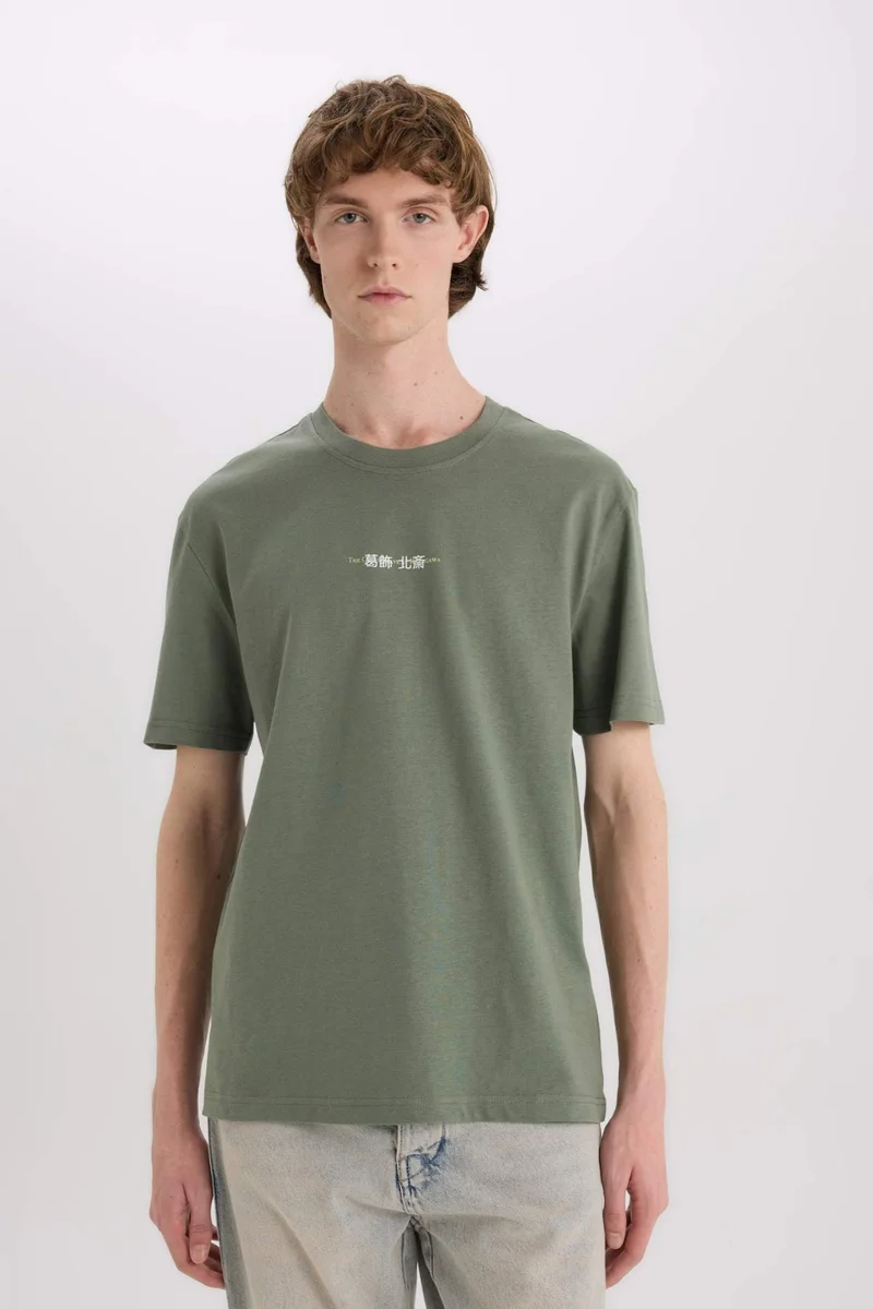 DeFacto Art Hokusai Regular Fit Crew Neck Printed Short Sleeve T-Shirt
