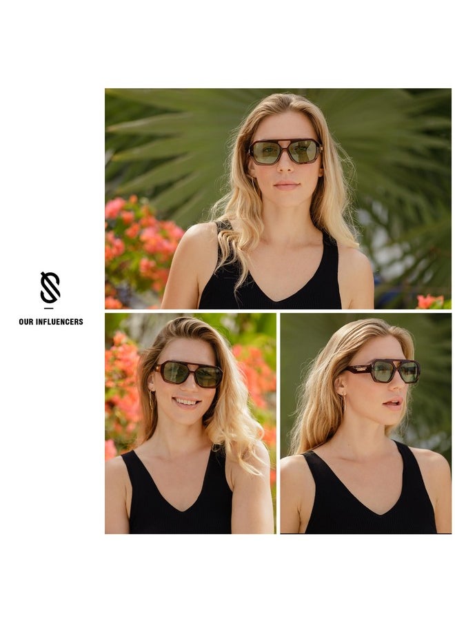 Sojos Trendy Aviator Sunglasses For Womens Mens Polarizedhexagonal Square Double Bridge Designer Inspired Sun Glasses Sj2288  - Image 2