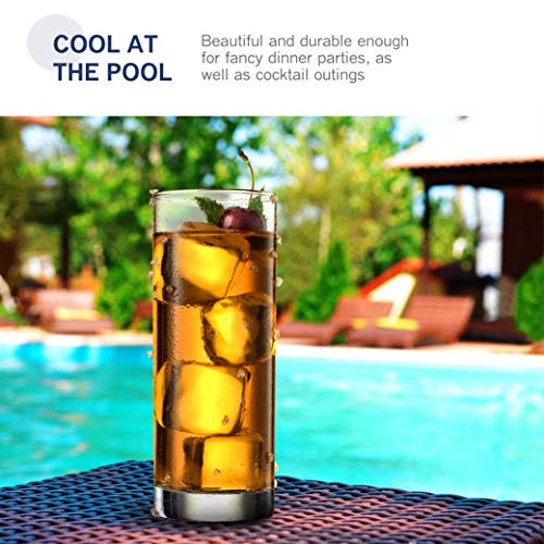 Paksh Novelty Italian Highball Glasses [Set of 6] Clear Heavy Base Tall Bar Glass - Drinking Glasses for Water, Juice, Beer, Wine, and Cocktails | 13 Ounces - Image 5