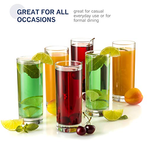 Paksh Novelty Italian Highball Glasses [Set of 6] Clear Heavy Base Tall Bar Glass - Drinking Glasses for Water, Juice, Beer, Wine, and Cocktails | 13 Ounces - Image 3