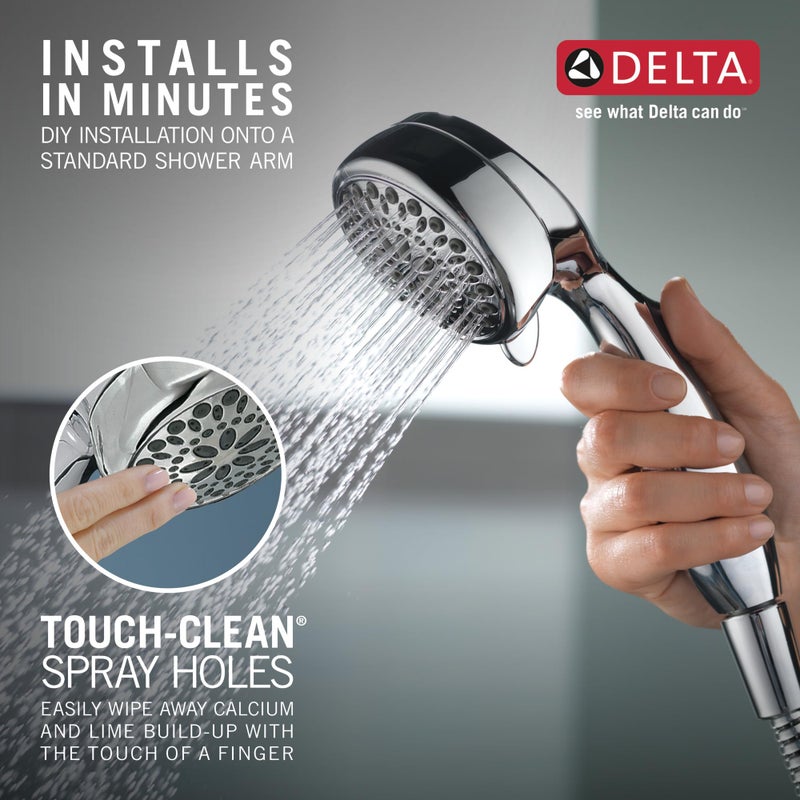 Delta Faucet 7-Spray Touch-Clean Hand Held Shower Head with Hose, Chrome, 75700 - Image 4