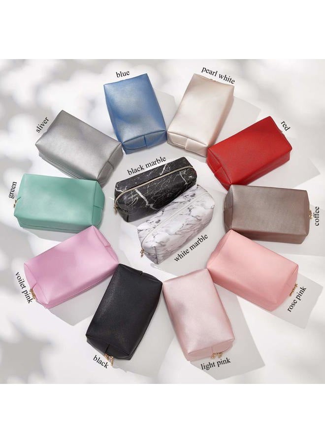 Sohynca PU Leather Cosmetic Bag for Women Minimalism Makeup Bag for Daily Use Portable Storage Purse Small Neat Cosmetic Pouch Water-resistant Toiletry Bag for Travel (Light Pink) - Image 3