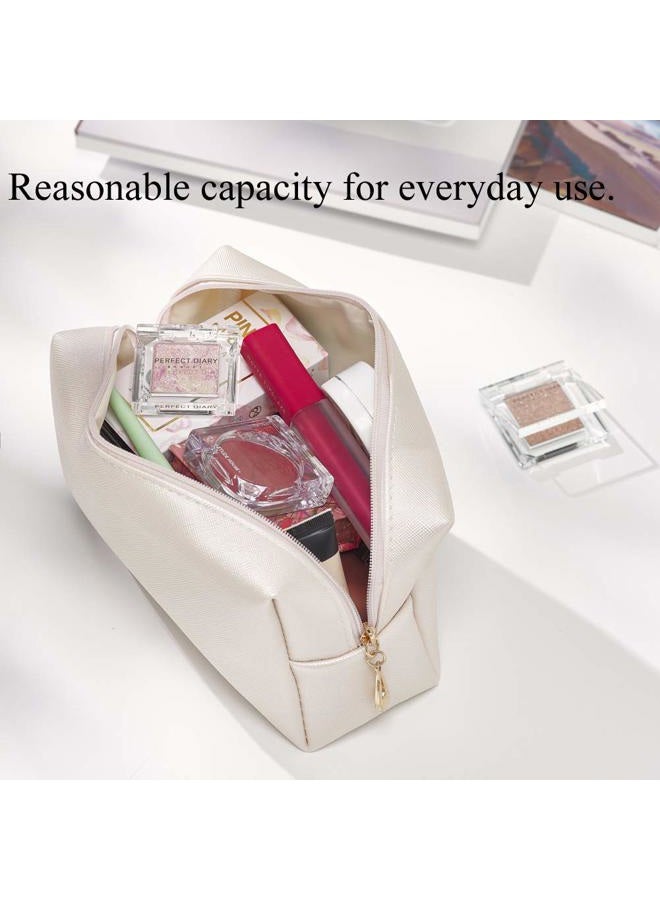 Sohynca PU Leather Cosmetic Bag for Women Minimalism Makeup Bag for Daily Use Portable Storage Purse Small Neat Cosmetic Pouch Water-resistant Toiletry Bag for Travel (Light Pink) - Image 4