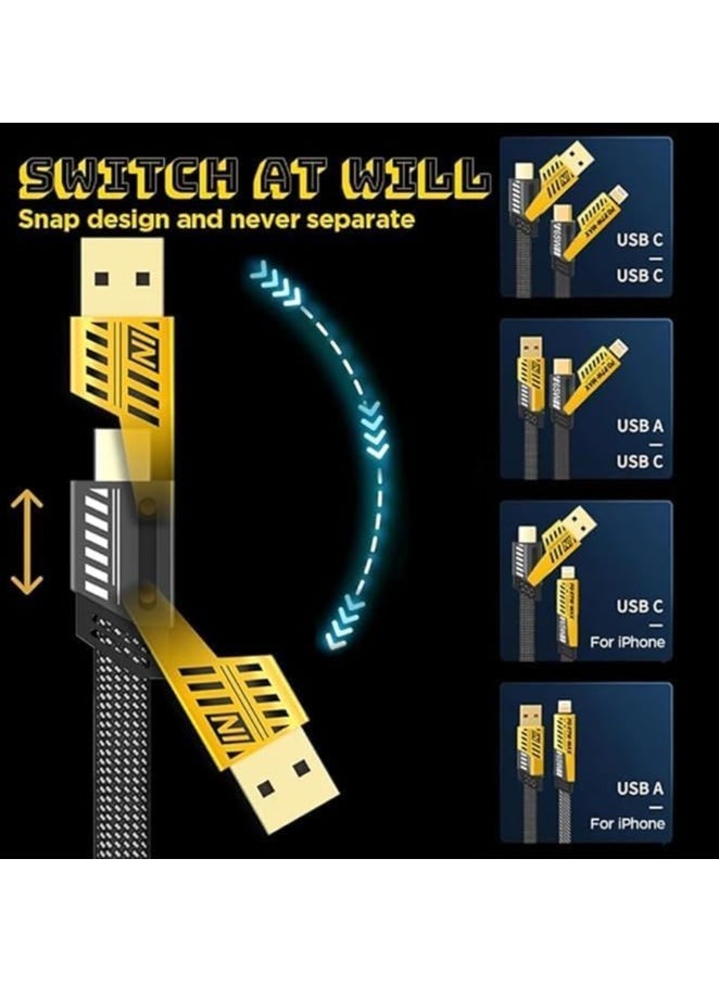 JAJEEK Original Super-Fast Charging Cable | 65W 480 Mbps 4-in-1 USB A/Type C to/Type C | 2m Tangle-Free Braided Cable | Multiport for iPhones, iPads, Android Devices - Image 3