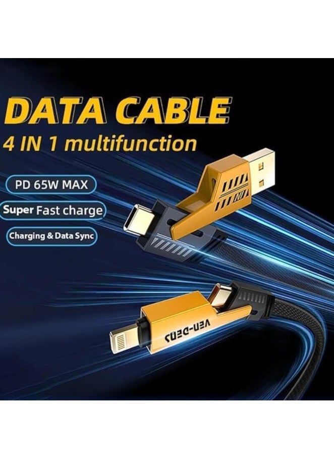 JAJEEK Original Super-Fast Charging Cable | 65W 480 Mbps 4-in-1 USB A/Type C to/Type C | 2m Tangle-Free Braided Cable | Multiport for iPhones, iPads, Android Devices - Image 4