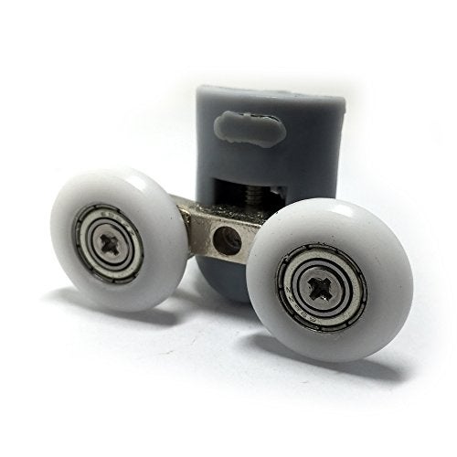 SmoothLY Modern Shower Door Parts - Set of 8 Double Height Adjustable Top Rollers & Bottom Spring Loaded Hooks - 23mm Diameter, 6mm Thickness - Grey, White, Silver - Image 4