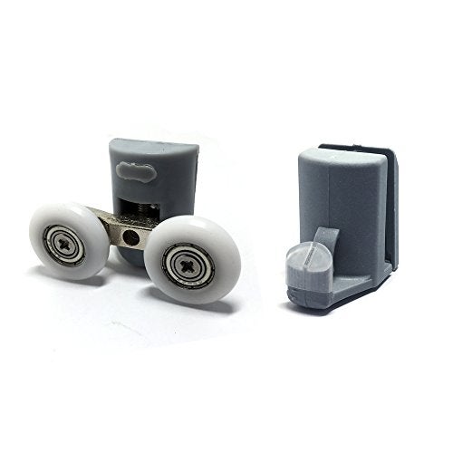 SmoothLY Modern Shower Door Parts - Set of 8 Double Height Adjustable Top Rollers & Bottom Spring Loaded Hooks - 23mm Diameter, 6mm Thickness - Grey, White, Silver - Image 5