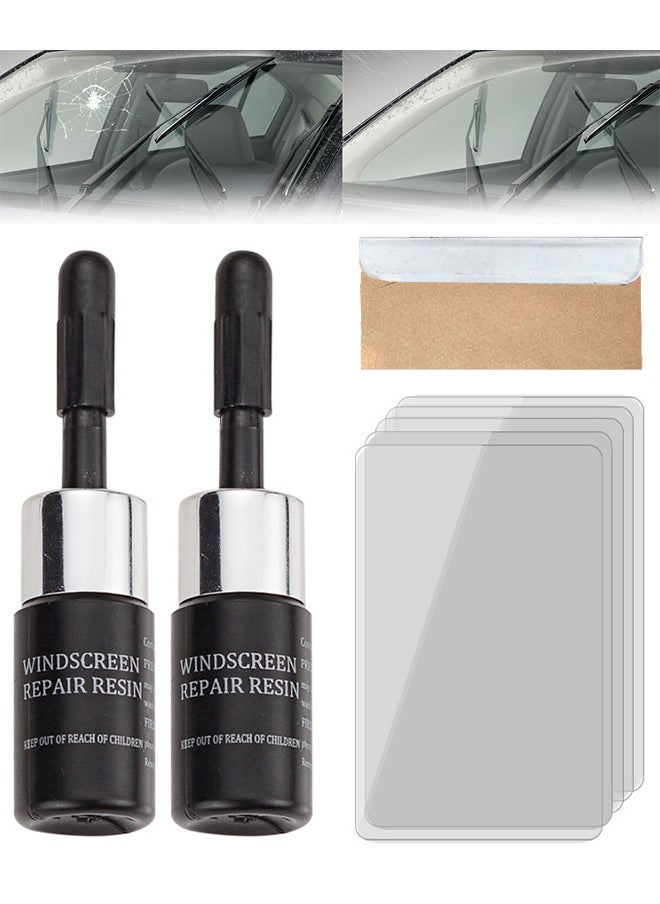 TRUEFUL Windshield Crack Repair Kit, 2PCS Black Windscreen Repair Kit, Repair Fluid Kit, Car Windshield Kits DIY Cars Window Tools, Glass Corrector Set, Crack Repairing, Nicks For Car  - Image 1